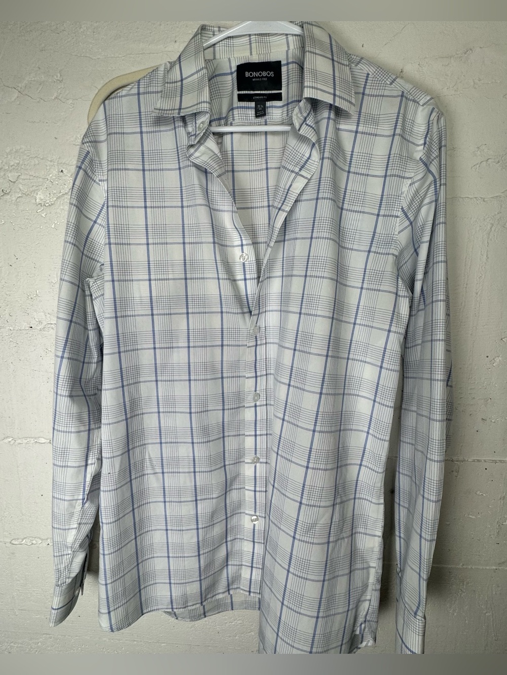 Bonobos wrinkle‎ free standard fit button down  Plaid Shirt Dress Casual 15.5 35